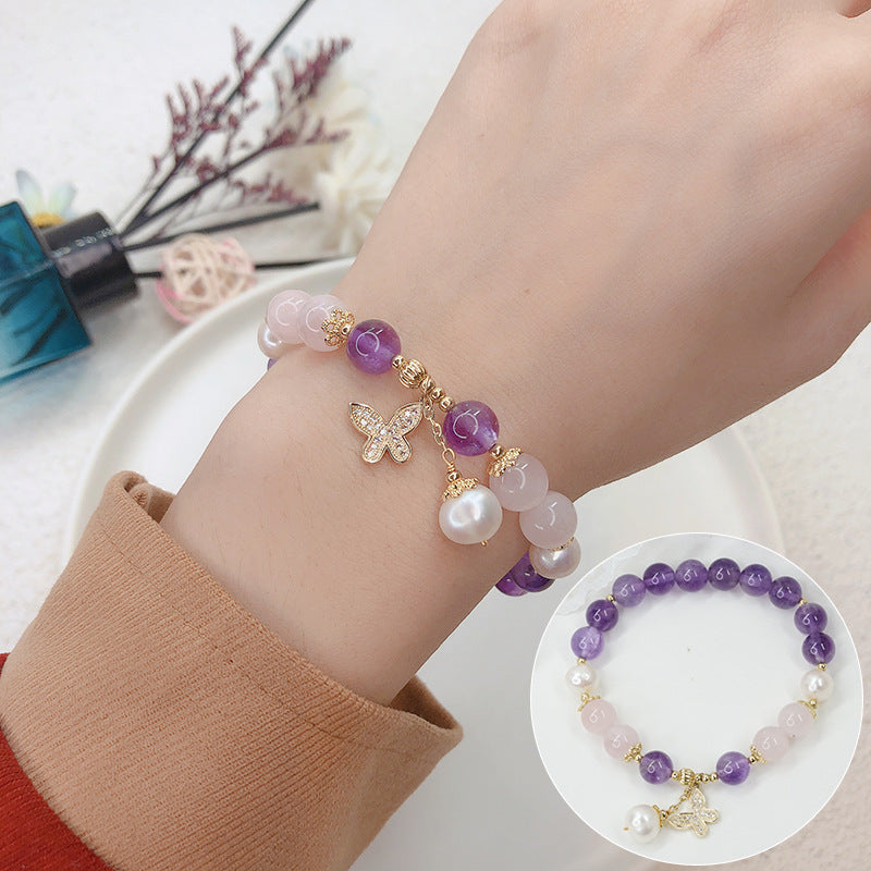 Amethyst Pearl Crystal Bracelet