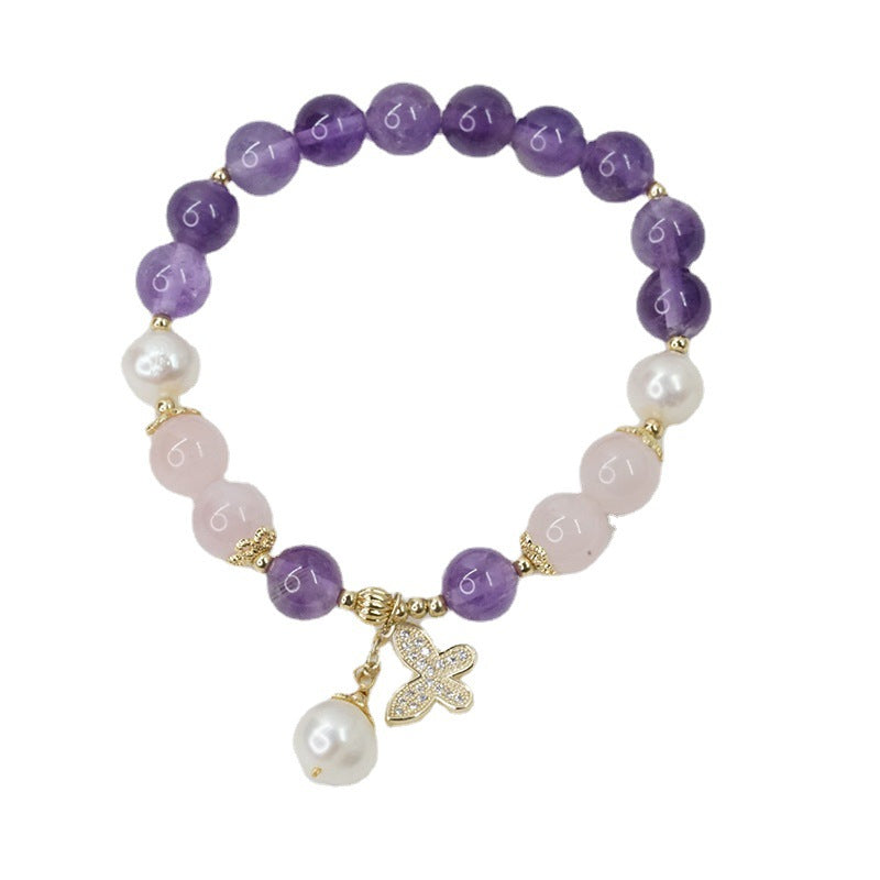 Amethyst Pearl Crystal Bracelet