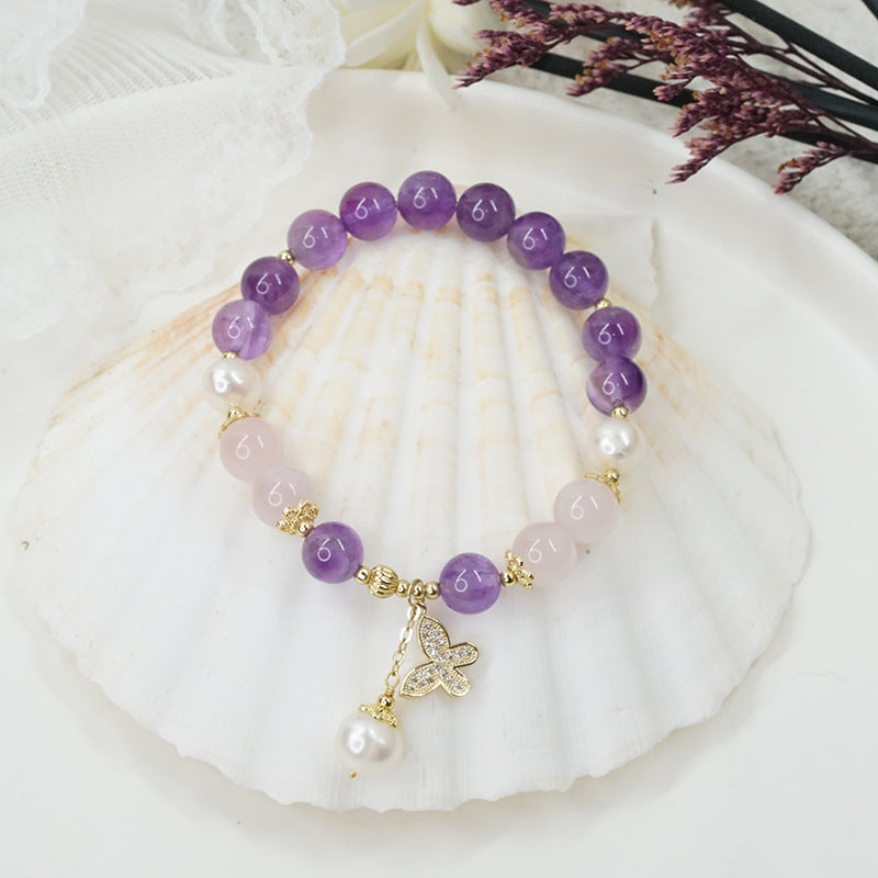 Amethyst Pearl Crystal Bracelet