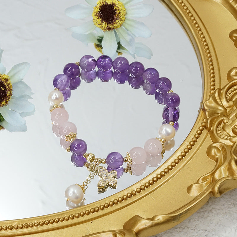 Amethyst Pearl Crystal Bracelet