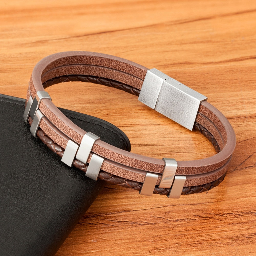 Men's Leather Bracelet Advanced Design Style Gift