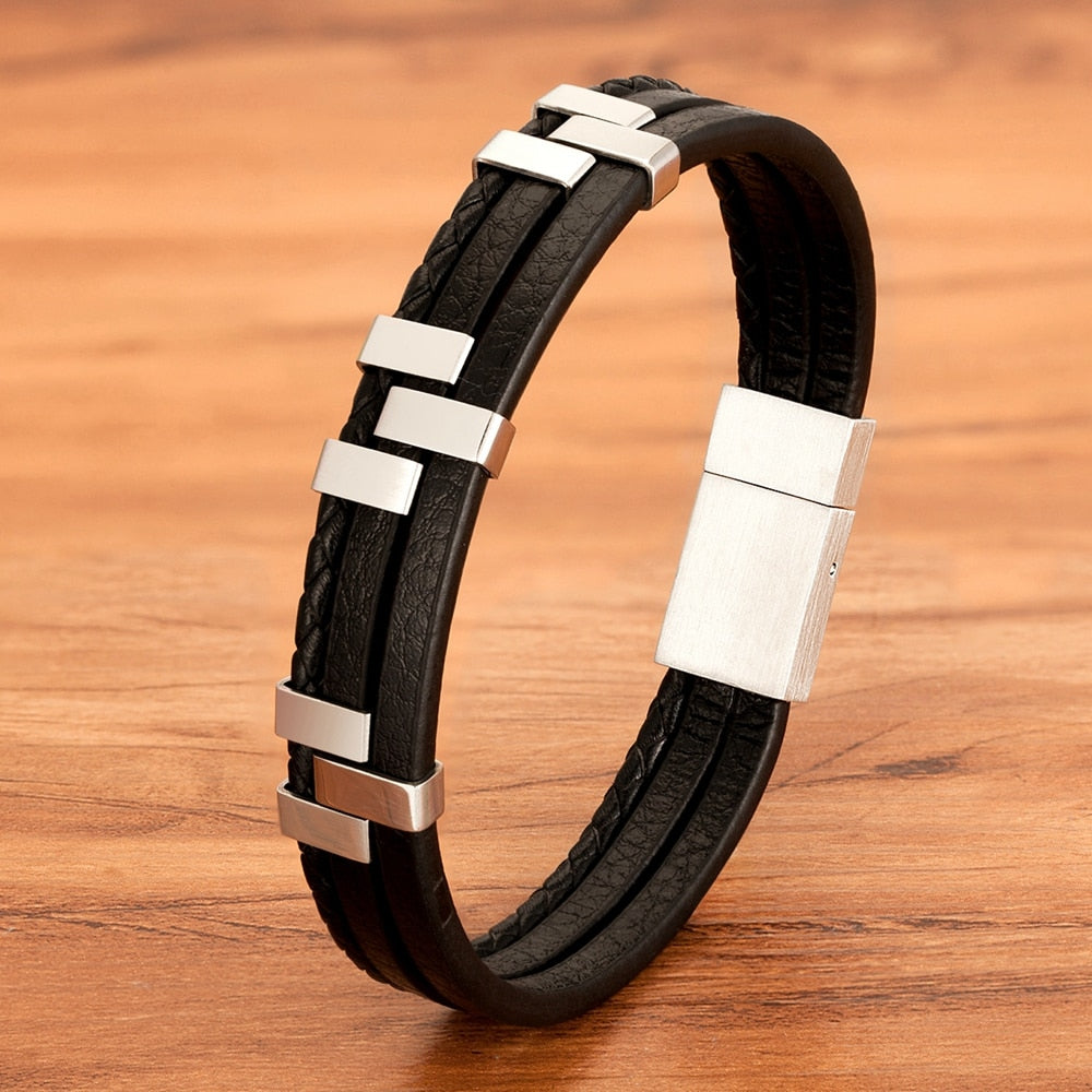 Men's Leather Bracelet Advanced Design Style Gift