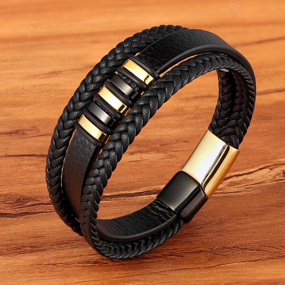 Design Leather Bracelet for Men Stainless Steel