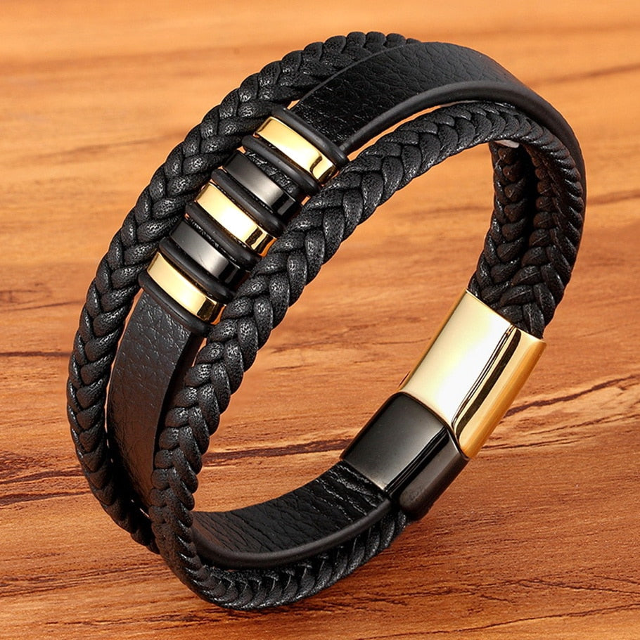 Design Leather Bracelet for Men Stainless Steel