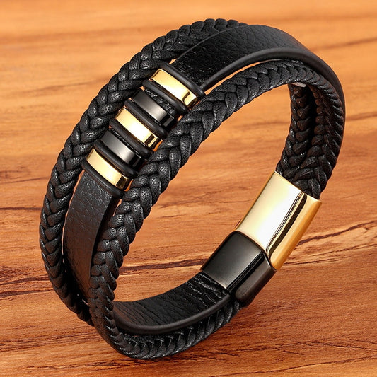 Design Leather Bracelet for Men Stainless Steel