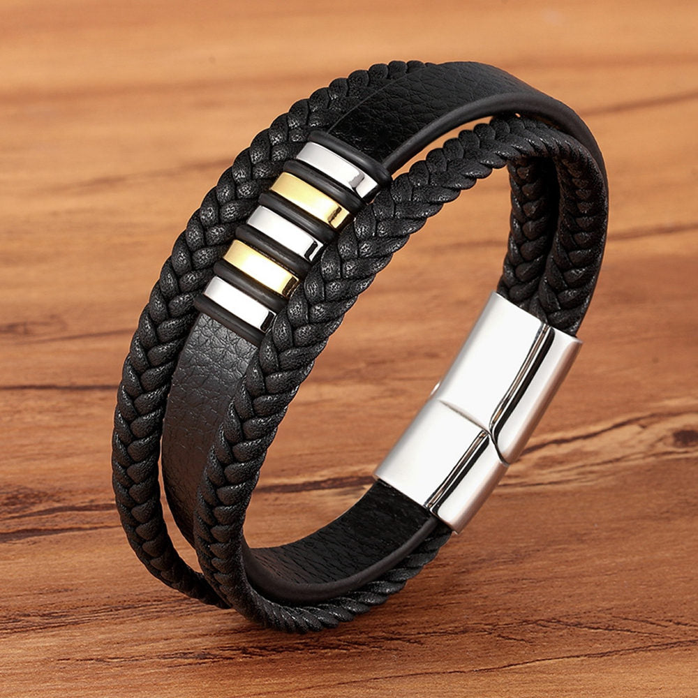 Design Leather Bracelet for Men Stainless Steel