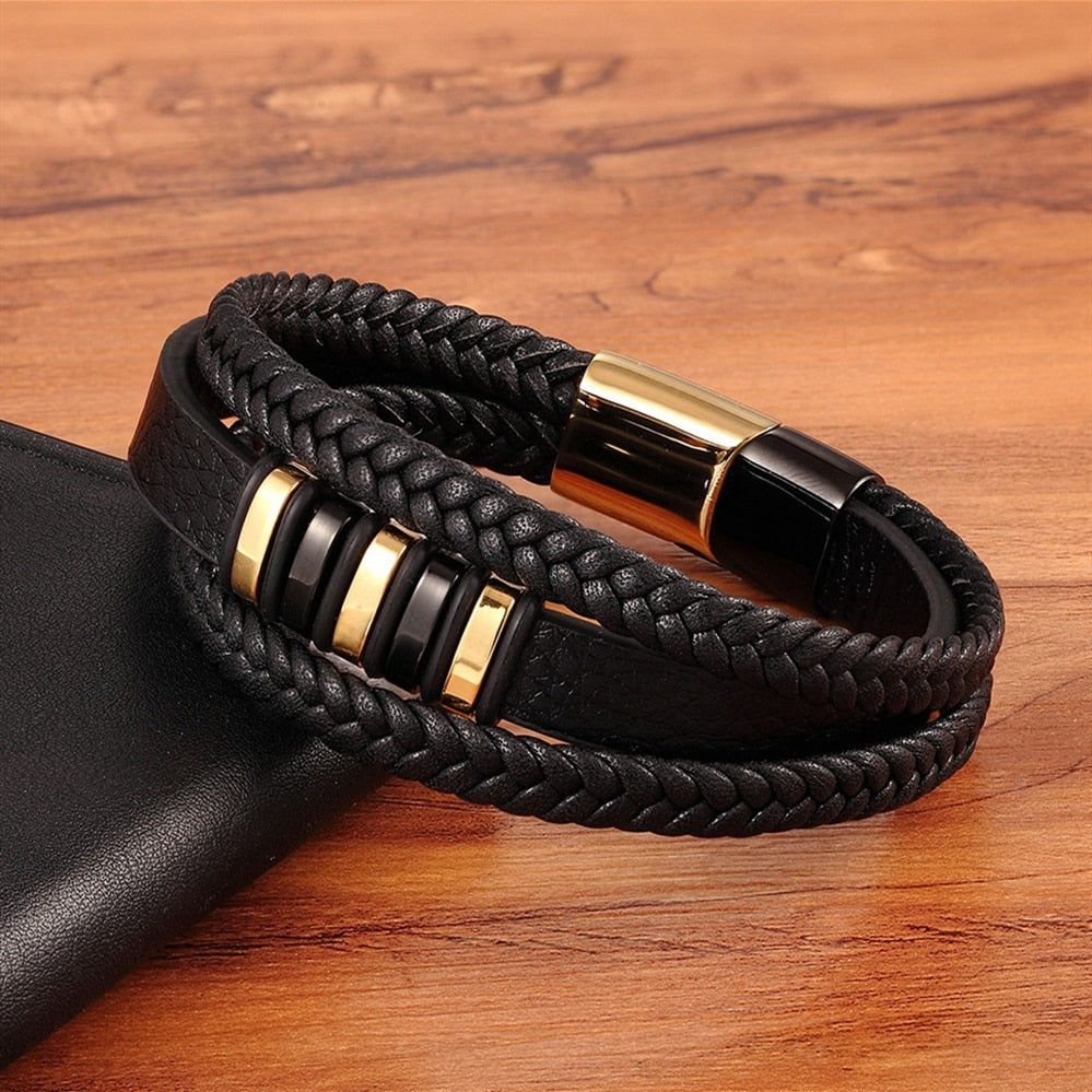 Design Leather Bracelet for Men Stainless Steel