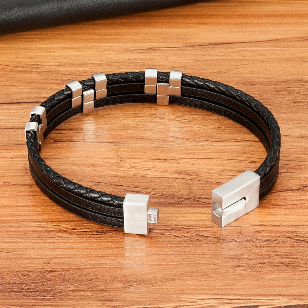 Men's Leather Bracelet Advanced Design Style Gift