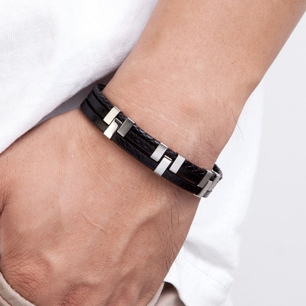 Men's Leather Bracelet Advanced Design Style Gift