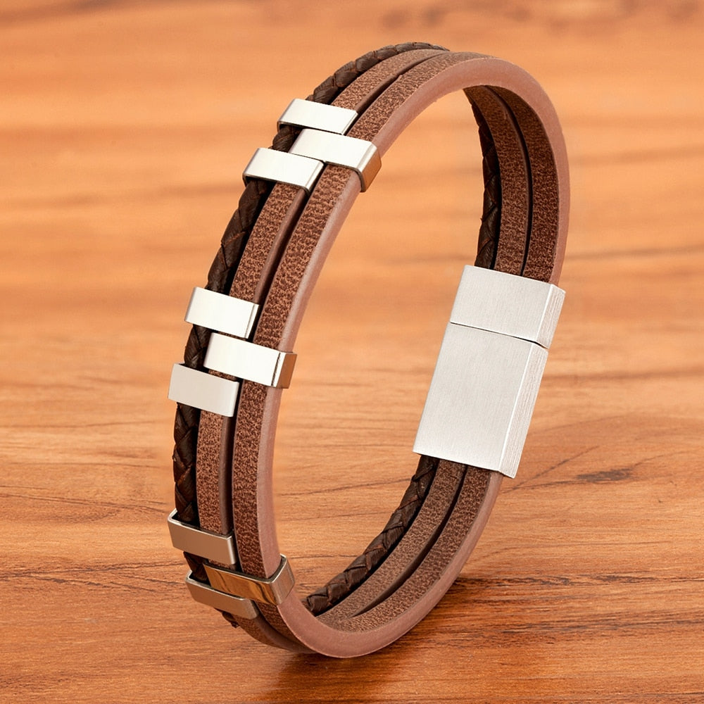 Men's Leather Bracelet Advanced Design Style Gift